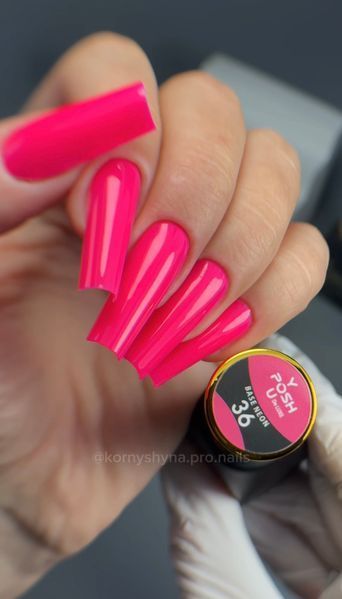 Cover Base - Без ТРО YOU POSH (50 ml). №36 - Неонова яскраво-рожева з малиновим відтінком baseposh50036 фото